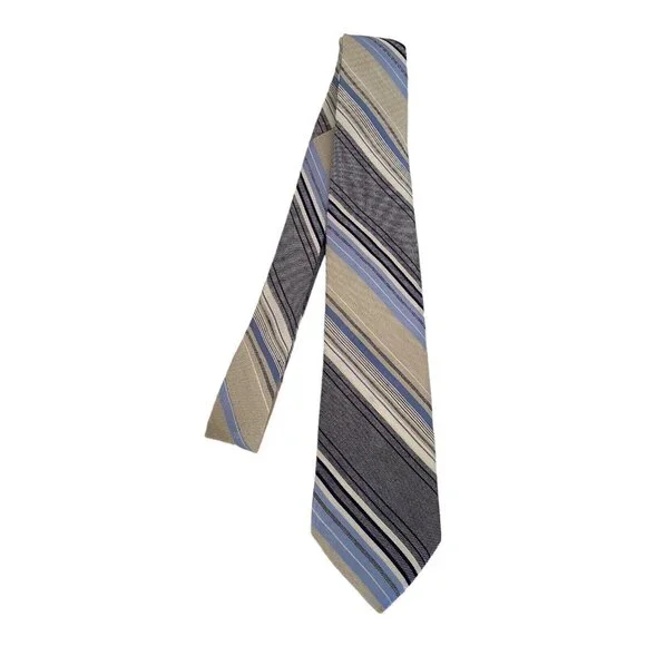 TED BAKER XL Gray Striped Silk Blend Tie USA 61